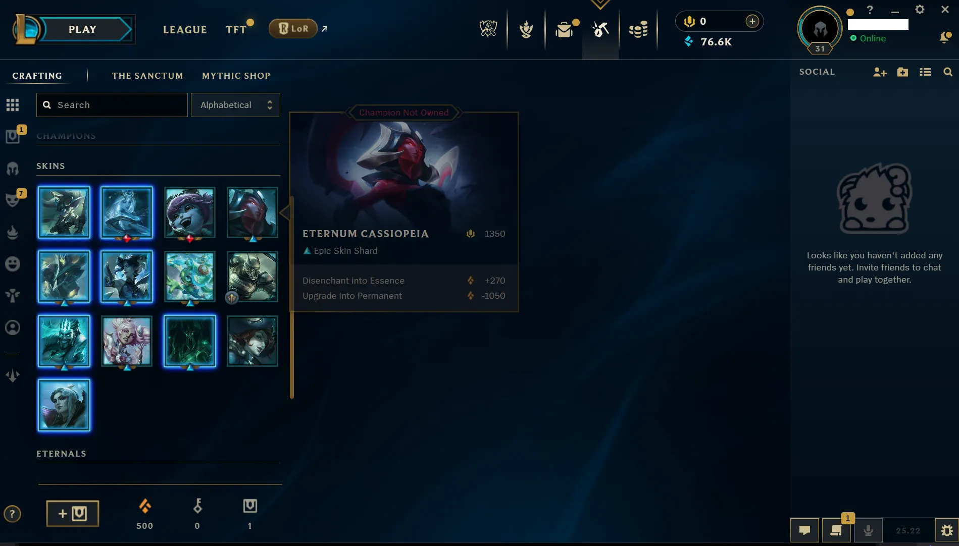 🌎EUW🏆Ranked Ready⭐W10-0L❄️+76K 🔥13 Skins in loot🏆9 Champions 🚀instant delivery✅️